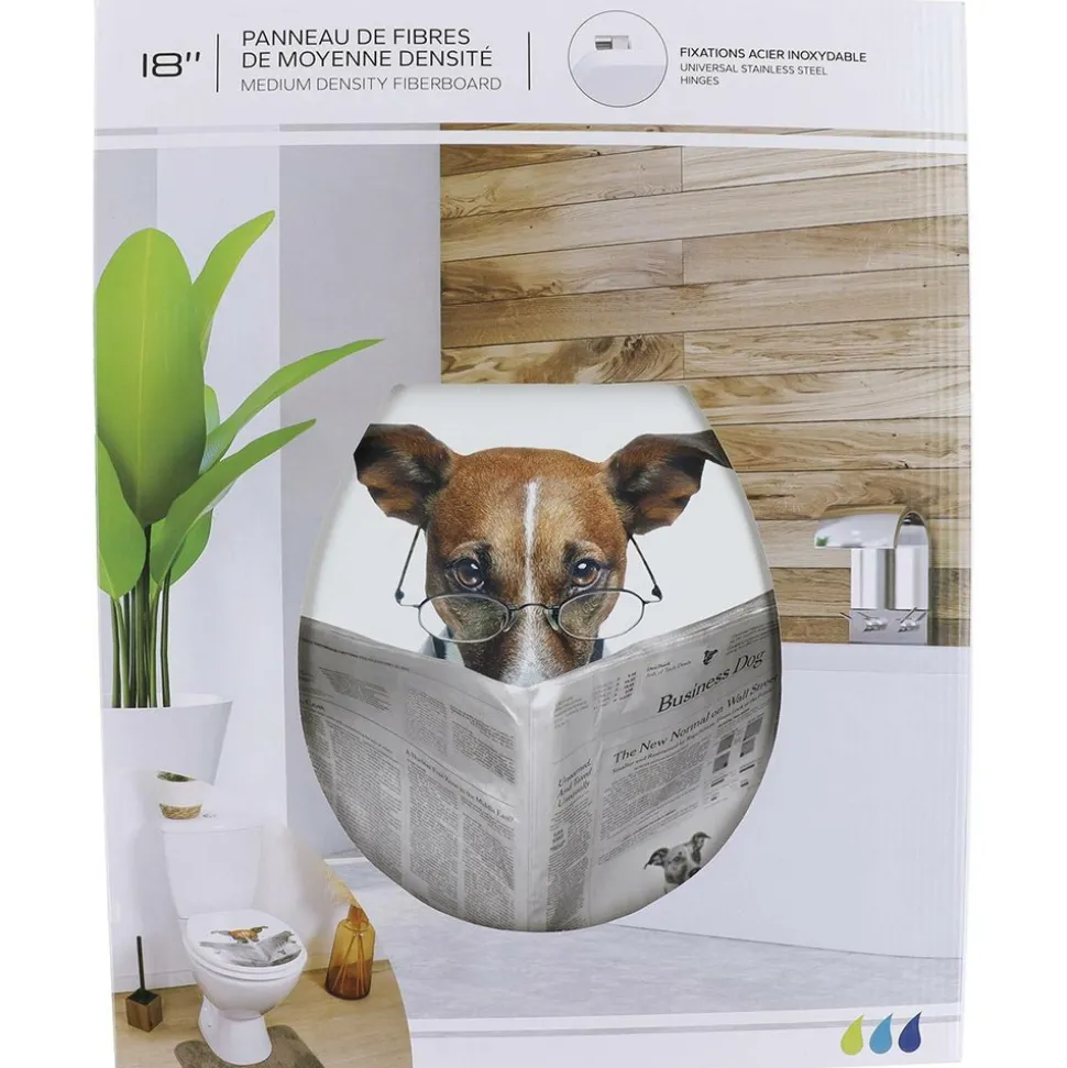 TENDANCE - Abattant wc mdf 18 pouces attaches acier inoxydable - karamel