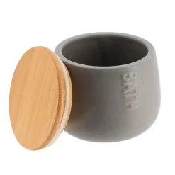 TENDANCE - Boite a coton dolomite ronde bath - gris bambou