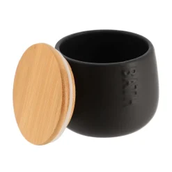 TENDANCE - Boite a coton dolomite ronde bath - noir bambou