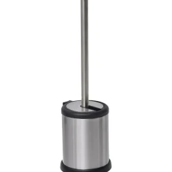 TENDANCE - Brosse wc acier inoxydable couvercle rabattable - chrome