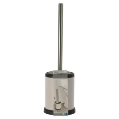 TENDANCE - Brosse wc metal couvercle rabattable - taupe mat