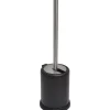 TENDANCE - Brosse wc metal couvercle rabattable - noir mat