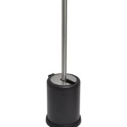 TENDANCE - Brosse wc metal couvercle rabattable - noir mat