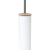 TENDANCE - Brosse wc metal couvercle bambou - blanc