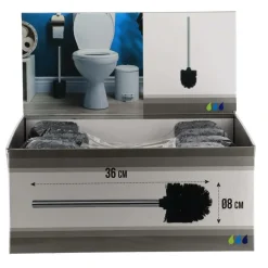 TENDANCE - Brosse wc noir manche acier inoxydable