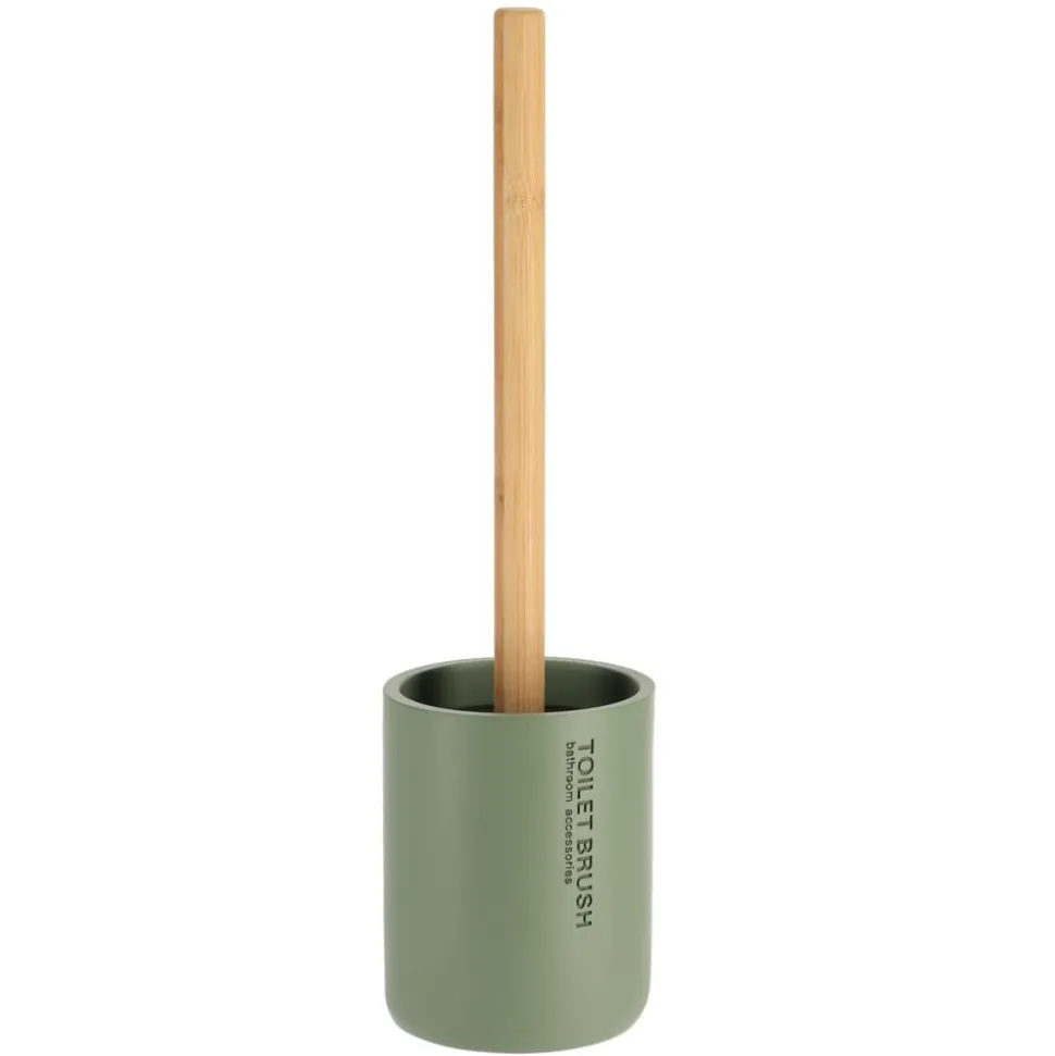 TENDANCE - Brosse wc polyresine - kaki bambou