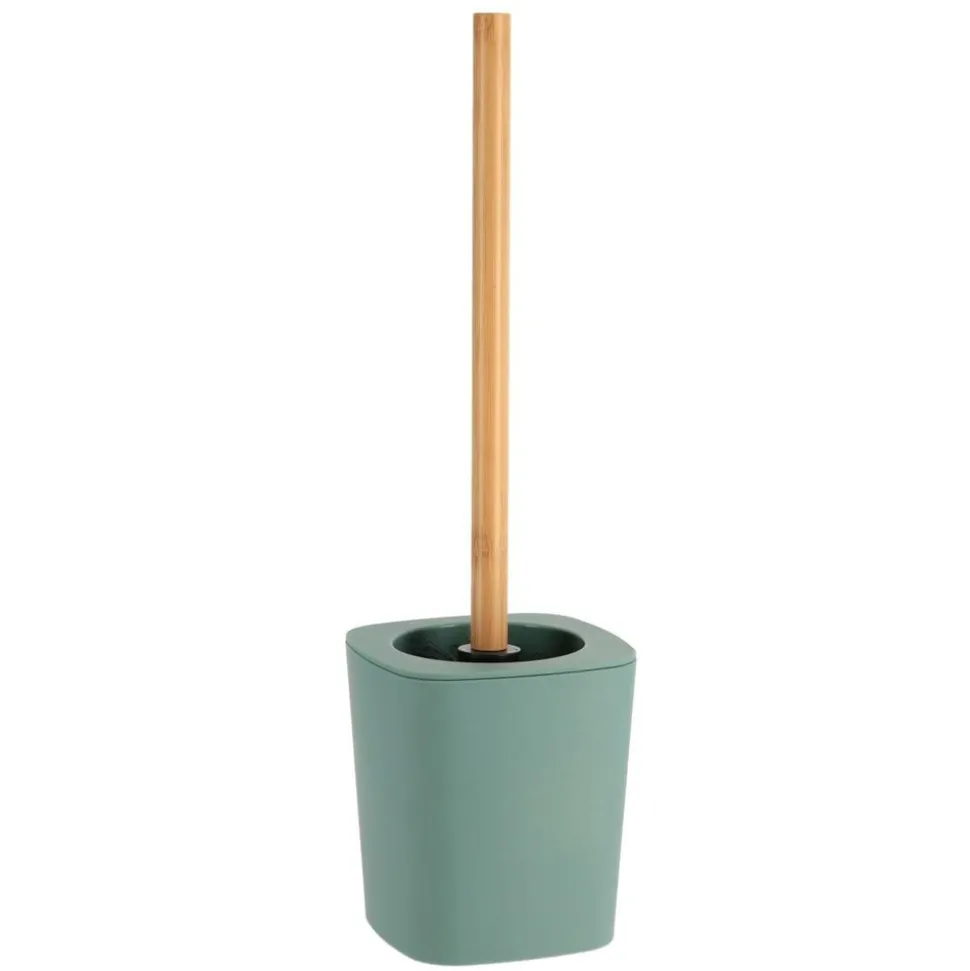 TENDANCE - Brosse wc rubber + abs et tige bambou - vert sauge