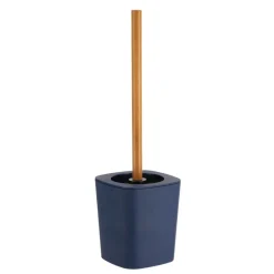 TENDANCE - Brosse wc rubber + abs et tige bambou - bleu marine