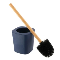 TENDANCE - Brosse wc rubber + abs et tige bambou - bleu marine