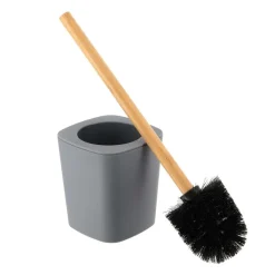 TENDANCE - Brosse wc rubber + abs et tige bambou - gris