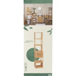 TENDANCE - Colonne de rangement bambou et mdf 1 porte - trinidad