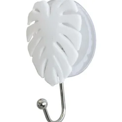 TENDANCE - Crochet feuille ps sur ventouse - blanc