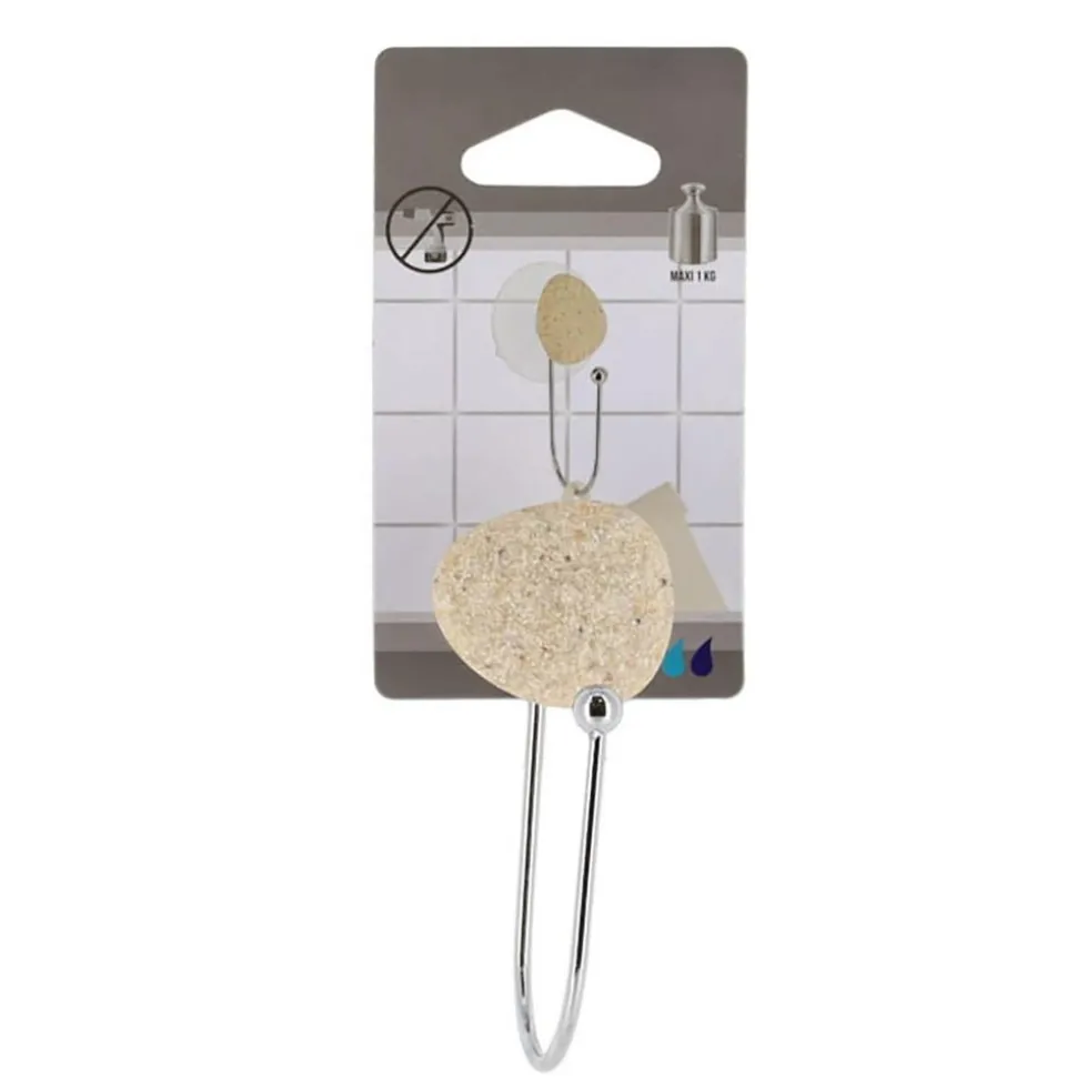 TENDANCE - Crochet metal sur ventouse 1 deco - galet