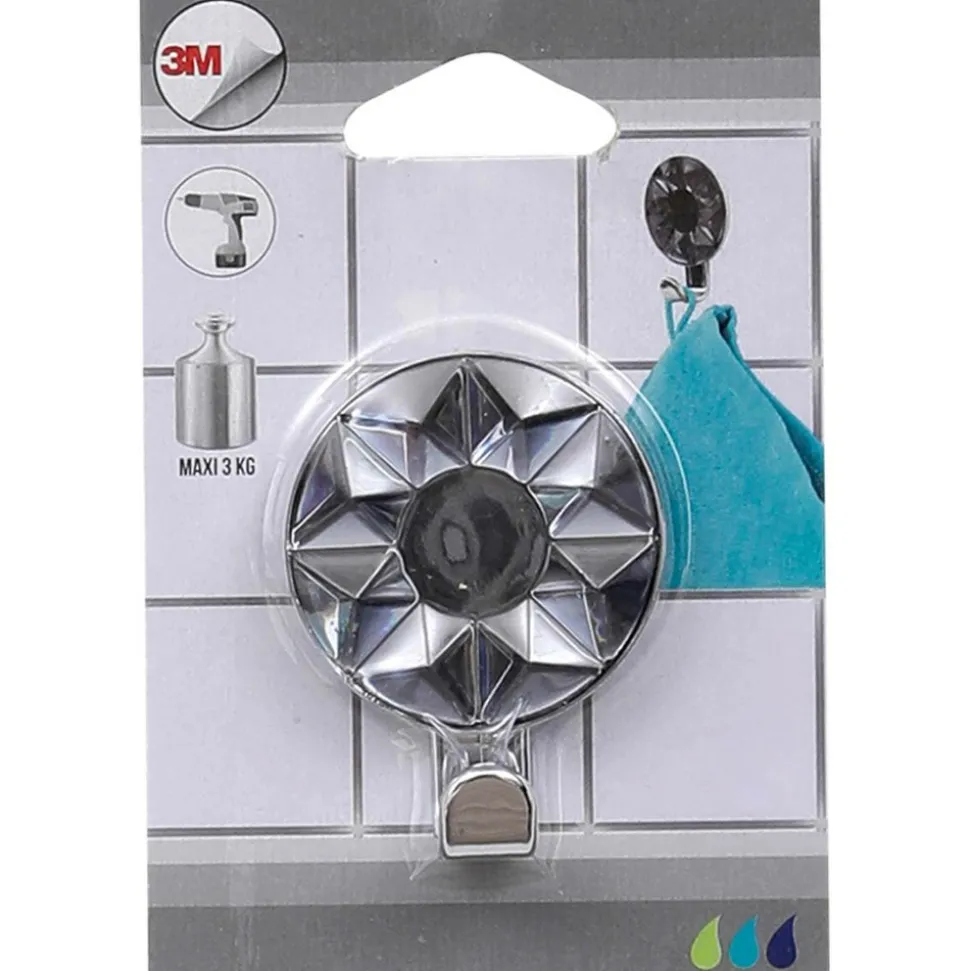 TENDANCE - Crochet ps abs decoration etoile adhesif 3m ou a fixer - transparent