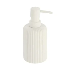TENDANCE - Distributeur a savon arrondi strie polyresine 230 ml - blanc