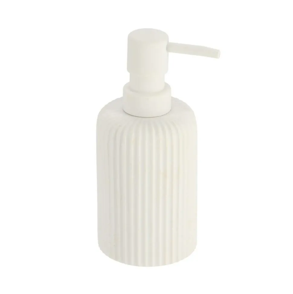 TENDANCE - Distributeur a savon arrondi strie polyresine 230 ml - blanc