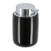TENDANCE - Distributeur a savon dolomite rond pompe chrome 235 ml - noir