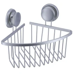 TENDANCE - Etagere d angle fil aluminium sur ventouses - chrome