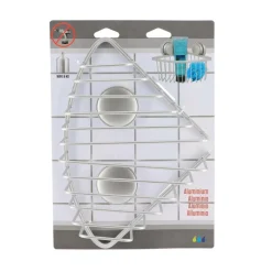 TENDANCE - Etagere d angle fil aluminium sur ventouses - chrome