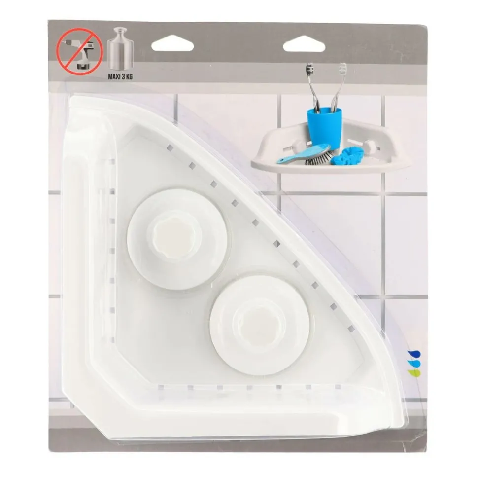 TENDANCE - Etagere d angle pp sur ventouses - blanc