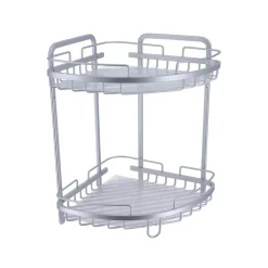 TENDANCE - Etagere d angle fil aluminium 2 niveaux a poser - chrome