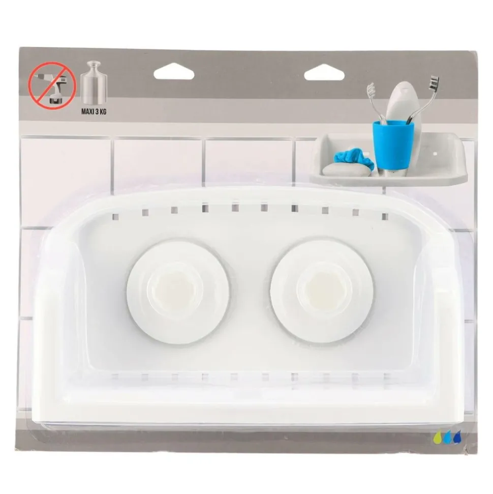 TENDANCE - Etagere pp rectangulaire sur ventouses - blanc