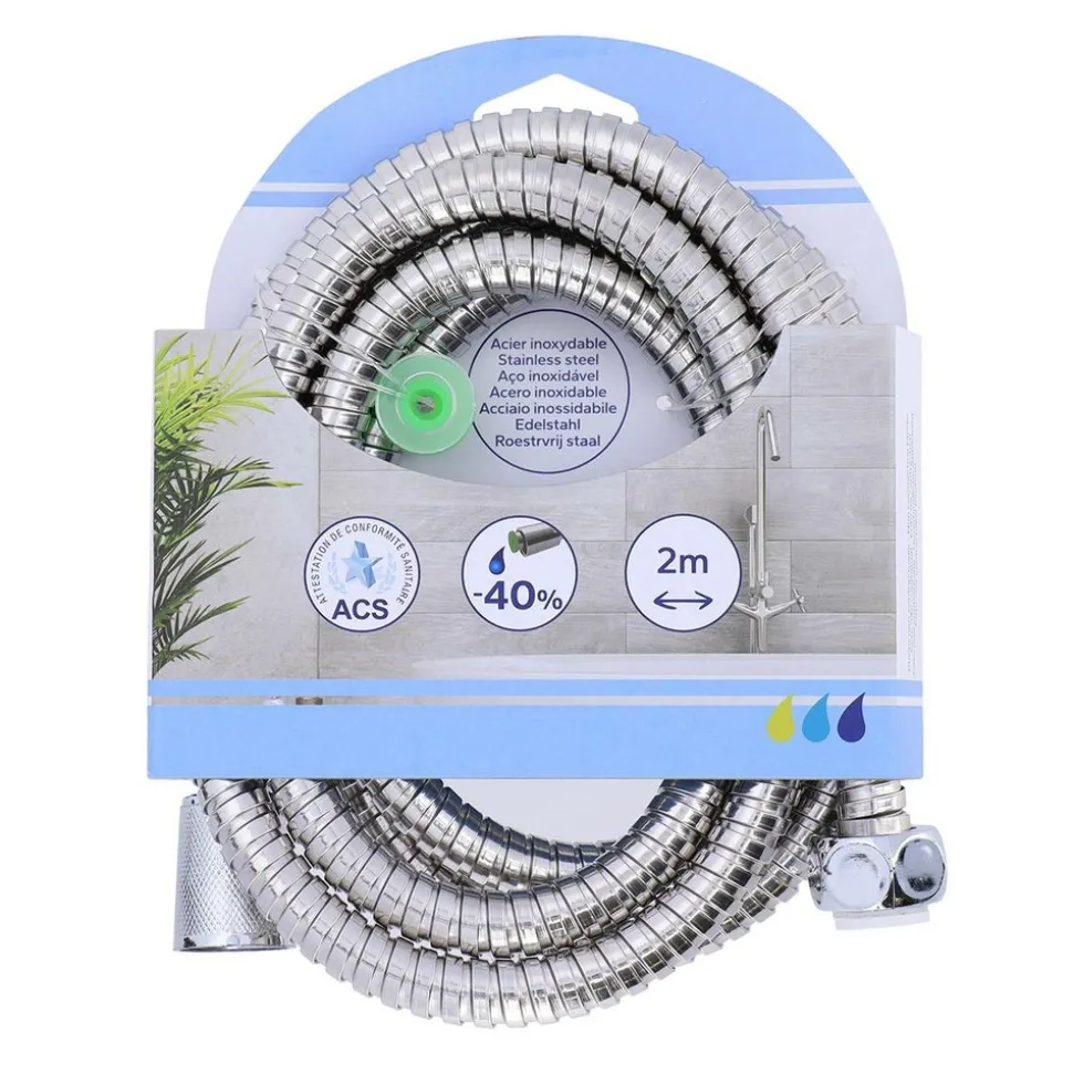 TENDANCE - Flexible de douche acier inoxydable 200cm - chrome