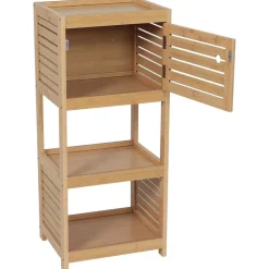 TENDANCE - Meuble bas de rangement bambou et mdf 1 porte - trinidad