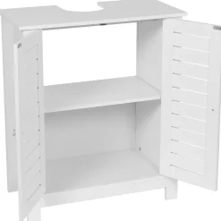 TENDANCE - Meuble sous lavabo mdf 2 portes 1 etagere interieure - santorin