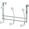 TENDANCE - Patere metal 6 crochets ceramique - chrome blanc