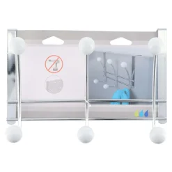 TENDANCE - Patere metal 6 crochets ceramique - chrome blanc