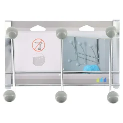 TENDANCE - Patere metal 6 crochets ceramique - chrome gris