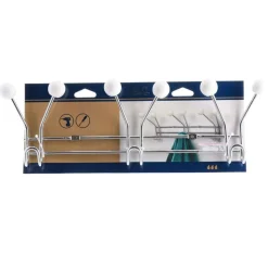 TENDANCE - Patere metal 3 crochets a fixer decoration resine blanche - chrome blanc