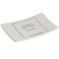 TENDANCE - Porte savon dolomite imprime - neo retro blanc