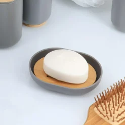 TENDANCE - Porte savon oval ps bambou - gris bambou