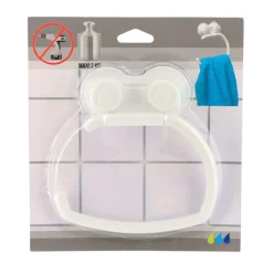 TENDANCE - Porte serviettes pp forme arrondie sur ventouses - blanc