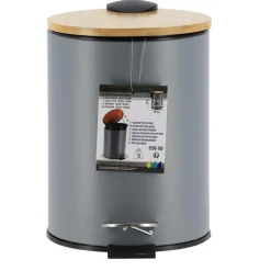 TENDANCE - Poubelle metal frein de chute 2,5l - gris bambou