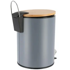 TENDANCE - Poubelle metal frein de chute 2,5l - gris bambou