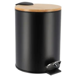 TENDANCE - Poubelle metal frein de chute 2,5l - noir bambou