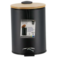 TENDANCE - Poubelle metal frein de chute 2,5l - noir bambou