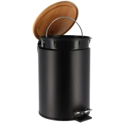 TENDANCE - Poubelle metal frein de chute 2,5l - noir bambou