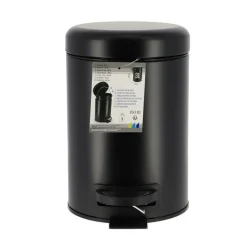 TENDANCE - Poubelle metal frein de chute 3l - noir mat