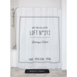 TENDANCE - Rideau de douche polyester 180x200cm - neo retro blanc