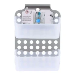 TENDANCE - Serviteur pp pour paroi de douche + 2 paniers - gris transparent