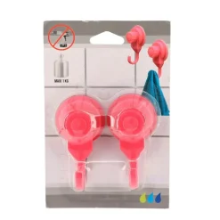 TENDANCE - Set de 2 crochets promo pp sur ventouses - fuchsia