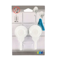 TENDANCE - Set de 2 crochets promo pp sur ventouses - blanc