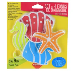 TENDANCE - Set de 4 mini fond de douche poisson etoile de mer hyppocampe coquillage - enfantine