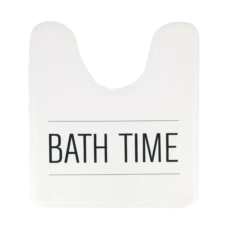 TENDANCE - Tapis contour wc microfibre imprime 45x50cm - neo retro blanc