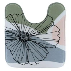TENDANCE - Tapis contour wc microfibre imprime 45x50 cm - flowers