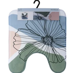 TENDANCE - Tapis contour wc microfibre imprime 45x50 cm - flowers